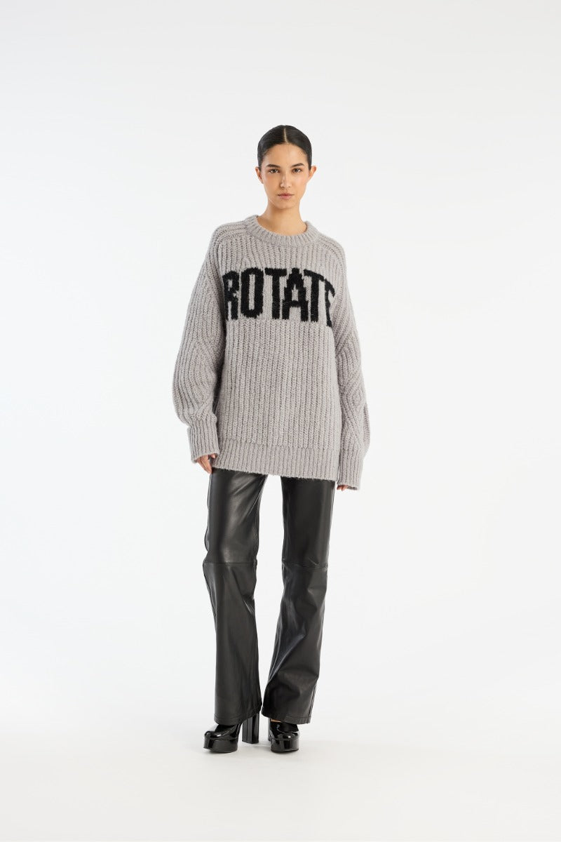 ROTATE KNITTED LOGO SWEATER LIGHT GREY