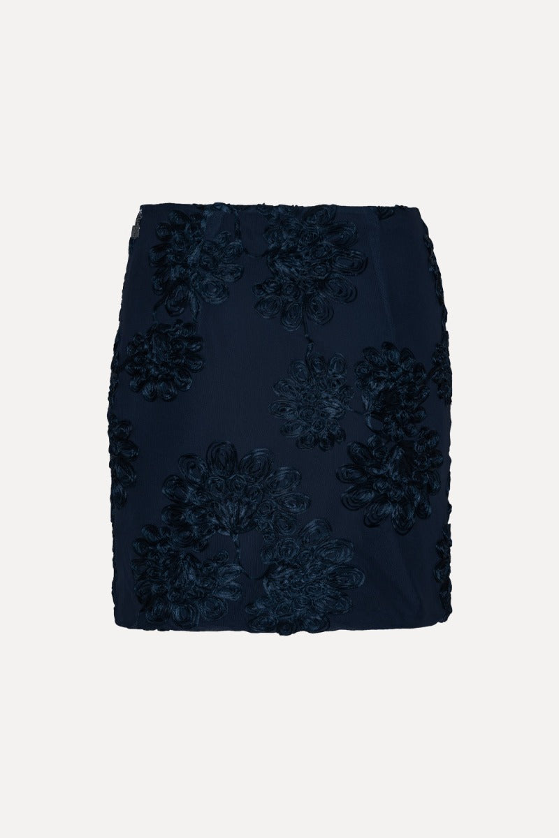 ROTATE 3D MESH MINI SKIRT - DARK BLUE