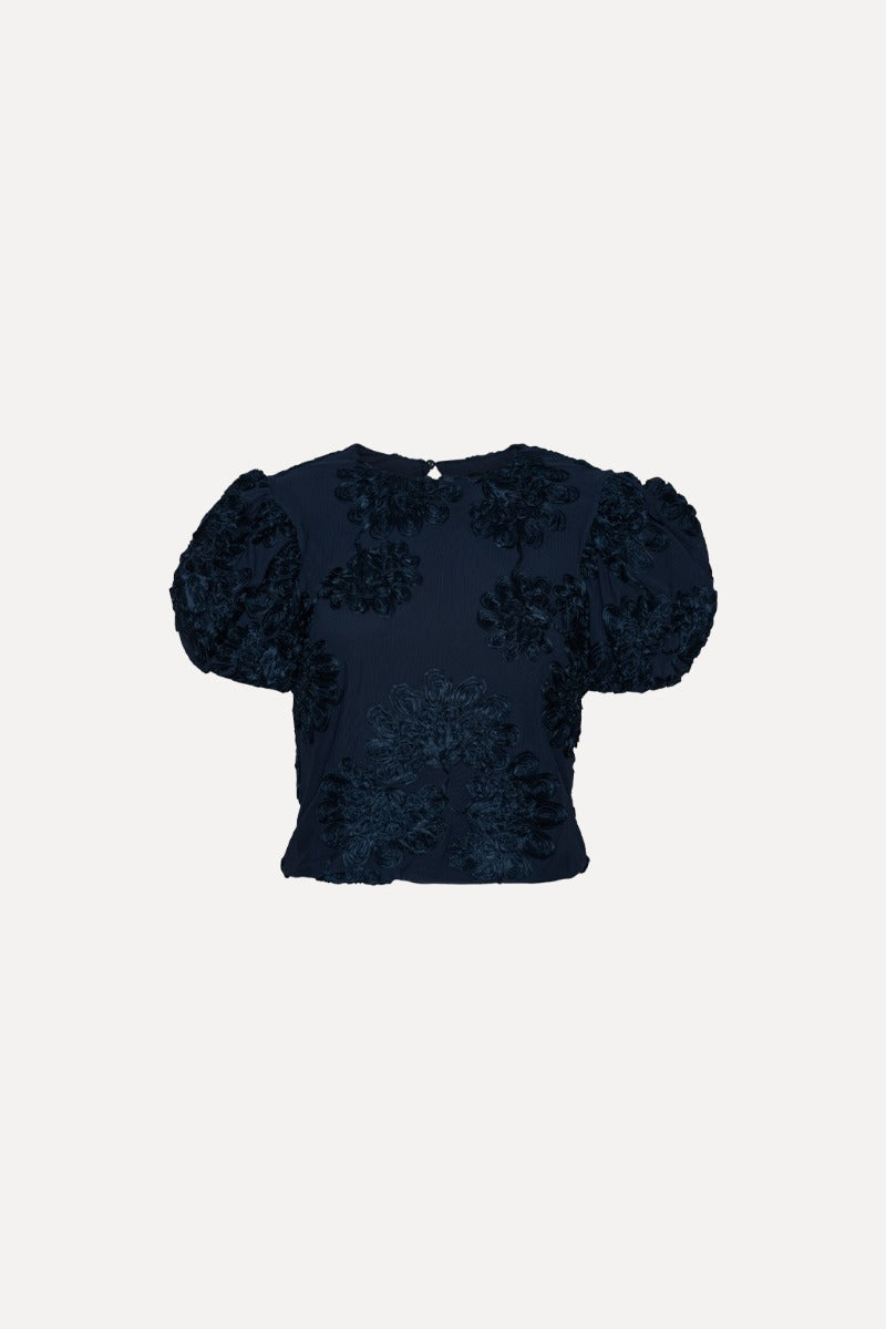 ROTATE 3D MESH SLEEVELESS TOP - DARK BLUE