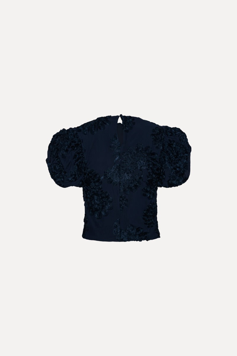ROTATE 3D MESH SLEEVELESS TOP - DARK BLUE