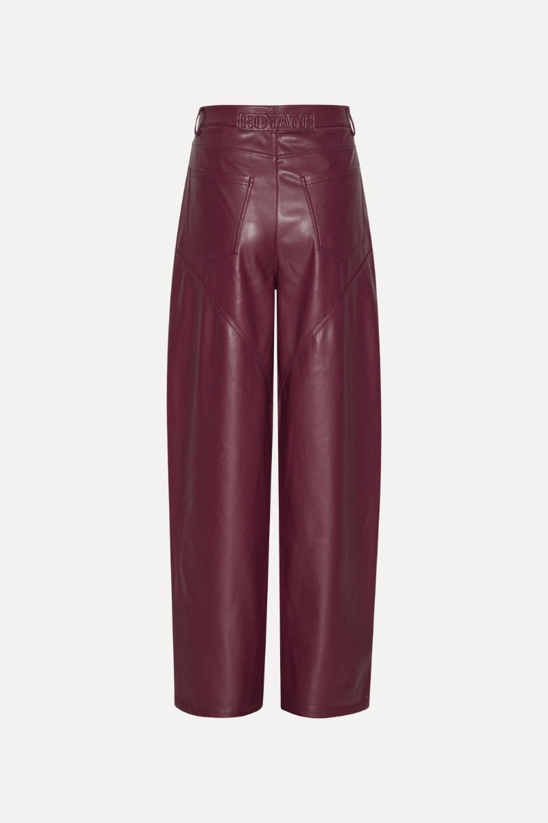 ROTATE MID WAISTED PIPING PANTS - BORDEAUX