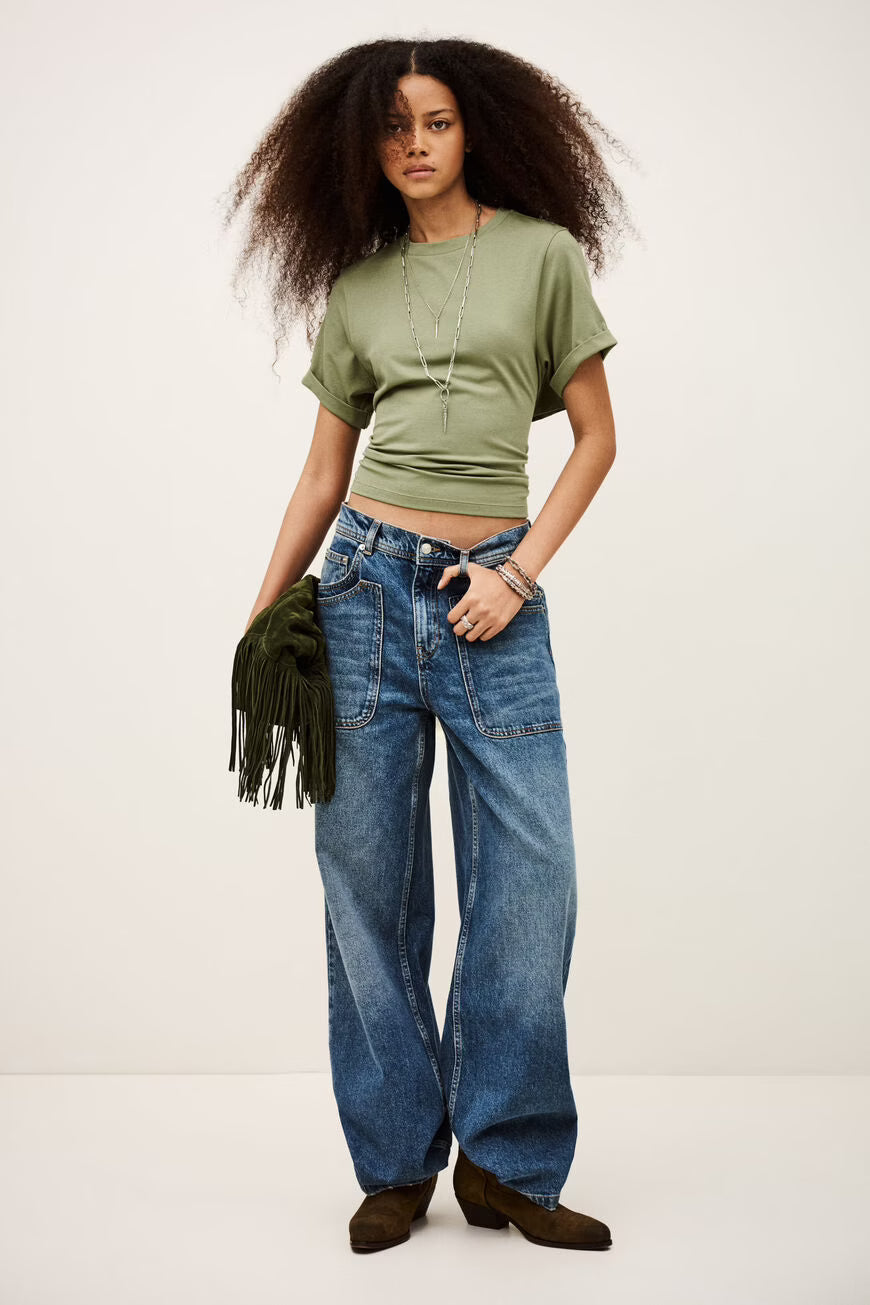 BA&SH T-SHIRT BLANCA KAKI