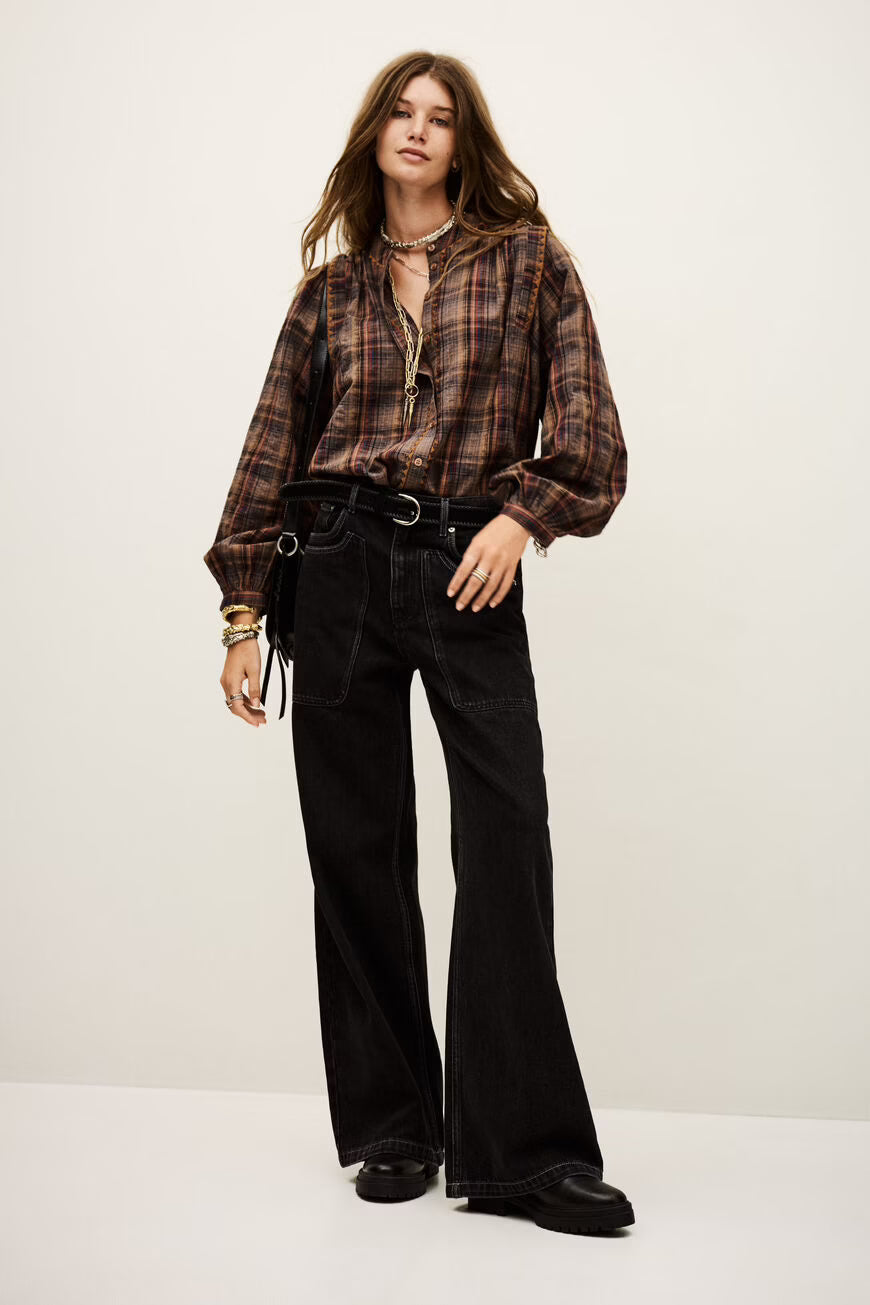 BA&SH SHEA BLOUSE - MARRONE