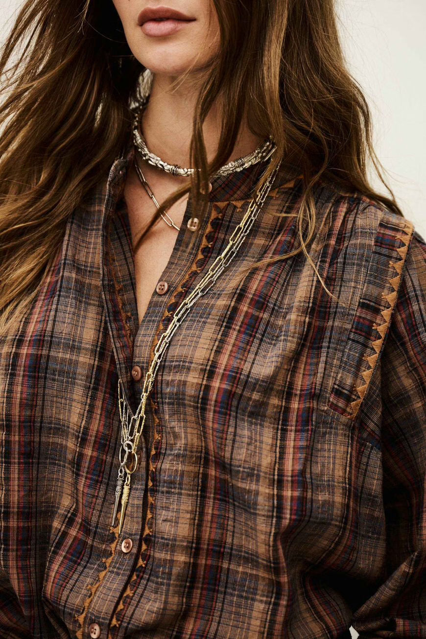 BA&SH SHEA BLOUSE - MARRONE