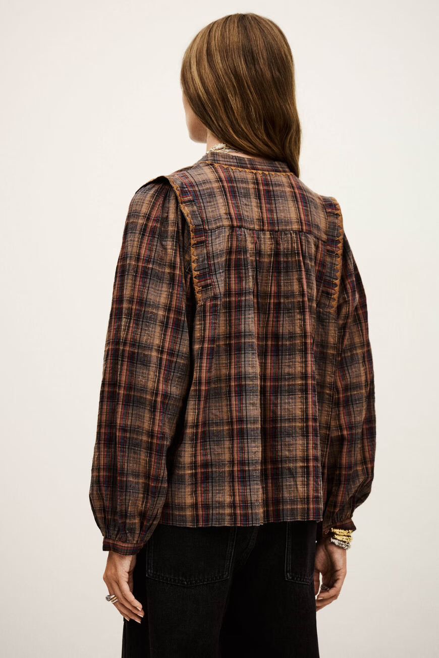 BA&SH SHEA BLOUSE - MARRONE
