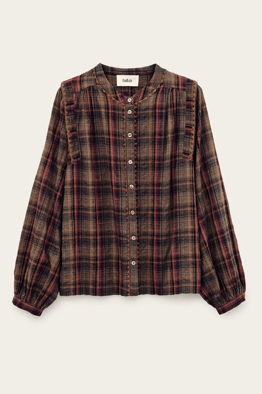 BA&SH SHEA BLOUSE - MARRONE