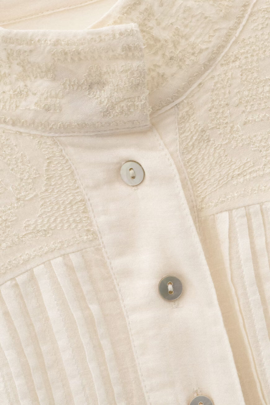 BA&SH EMBROIDERED SHIRT TAVIA ECRU