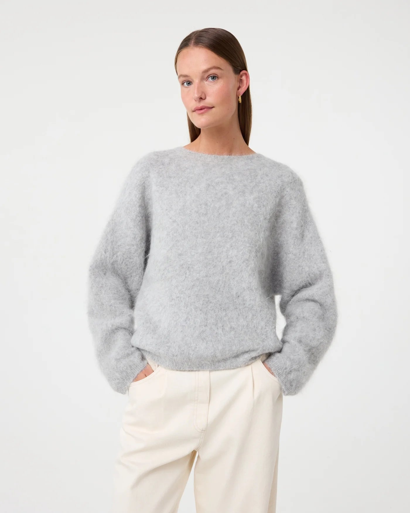KNIT-TED AMALIA PULLOVER LIGHT GREY