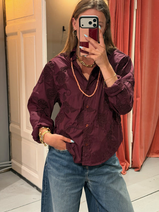 ROTATE FLOWER OVERSIZED SHIRT BORDEAUX