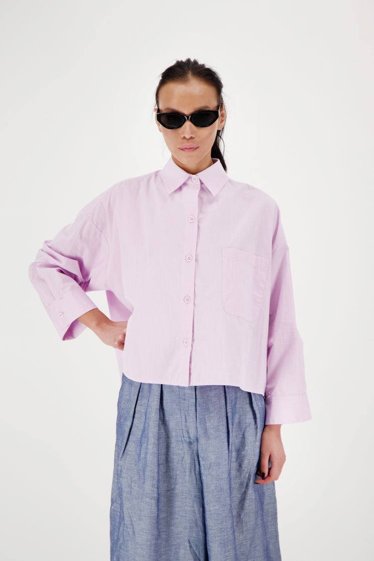 RAE ANTWERP NIKKI SHIRT COTTON VOILE - CHAMBRAY LILAC
