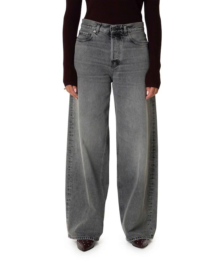 HAIKURE DENIM BETHANY WIDE LEG FLANEL GREY