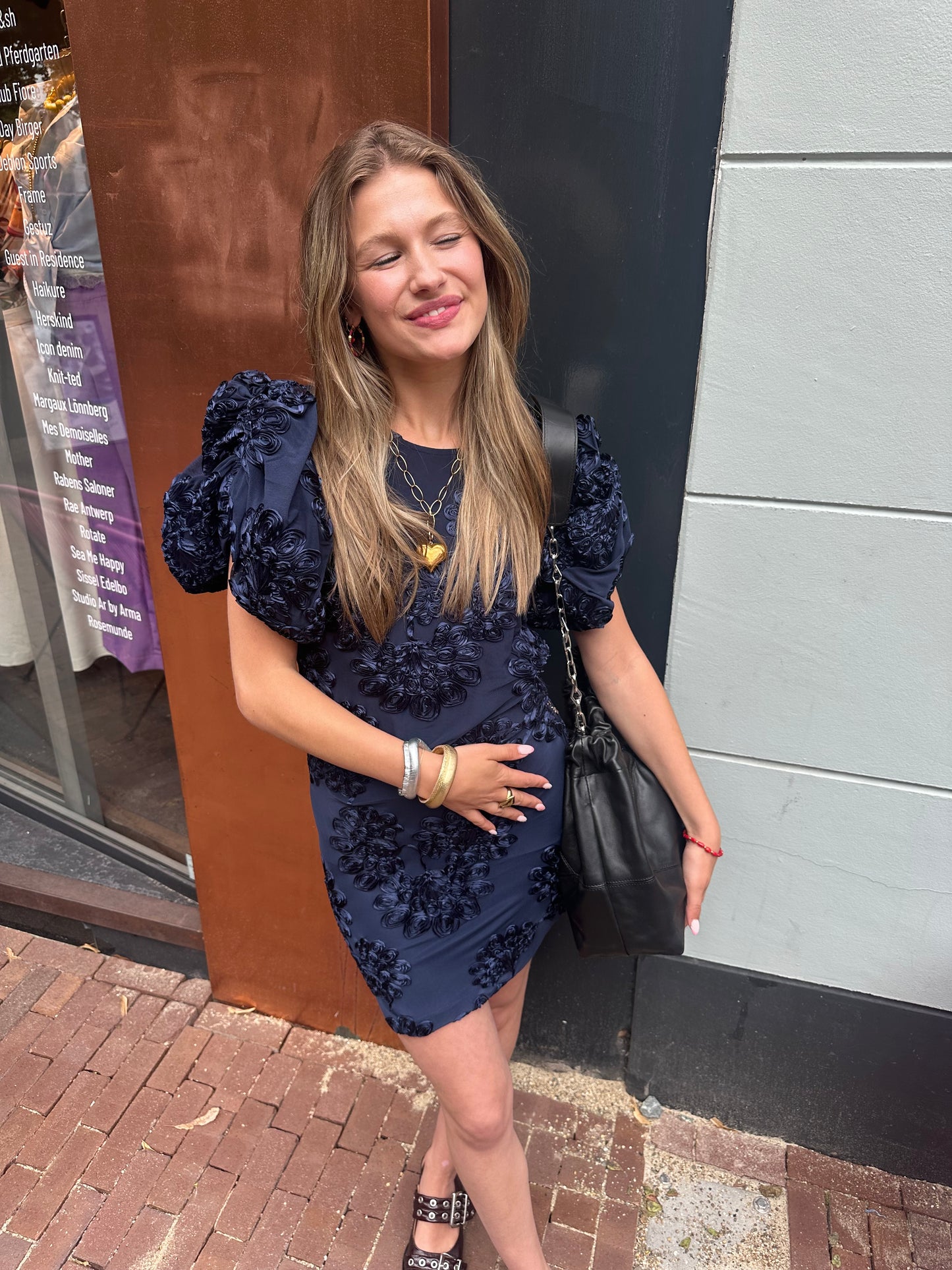 ROTATE 3D MESH MINI SKIRT - DARK BLUE