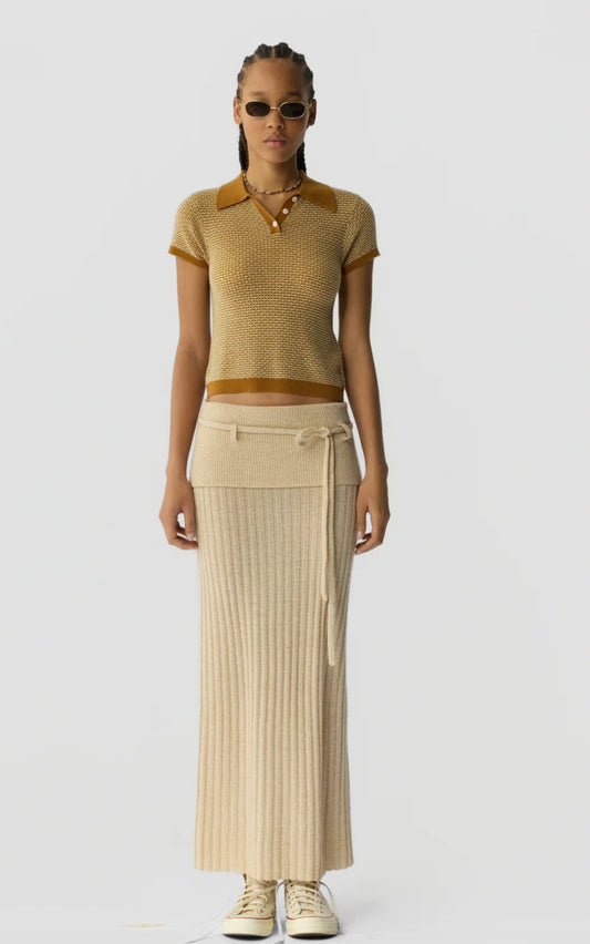 GUEST IN RESIDENCE POLO PIQUE SCHRUNKEN - SUEDE COMBO