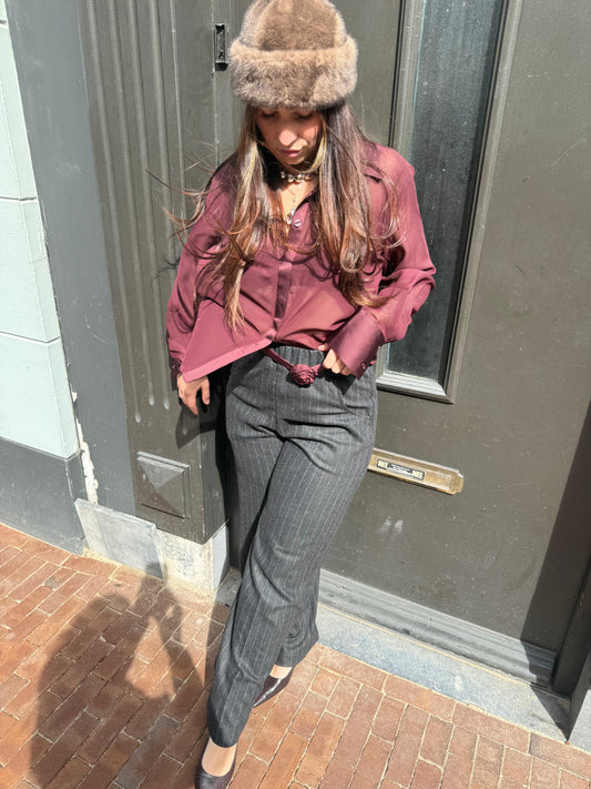 SEA ME HAPPY SUPER WOODY FLANEL WOOL PIN STRIPE PANTS