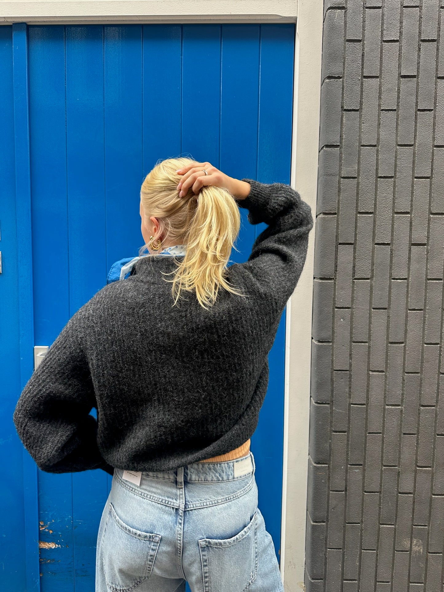 AMERICAN VINTAGE EAST CARDIGAN - ANTRACIET MELANGE