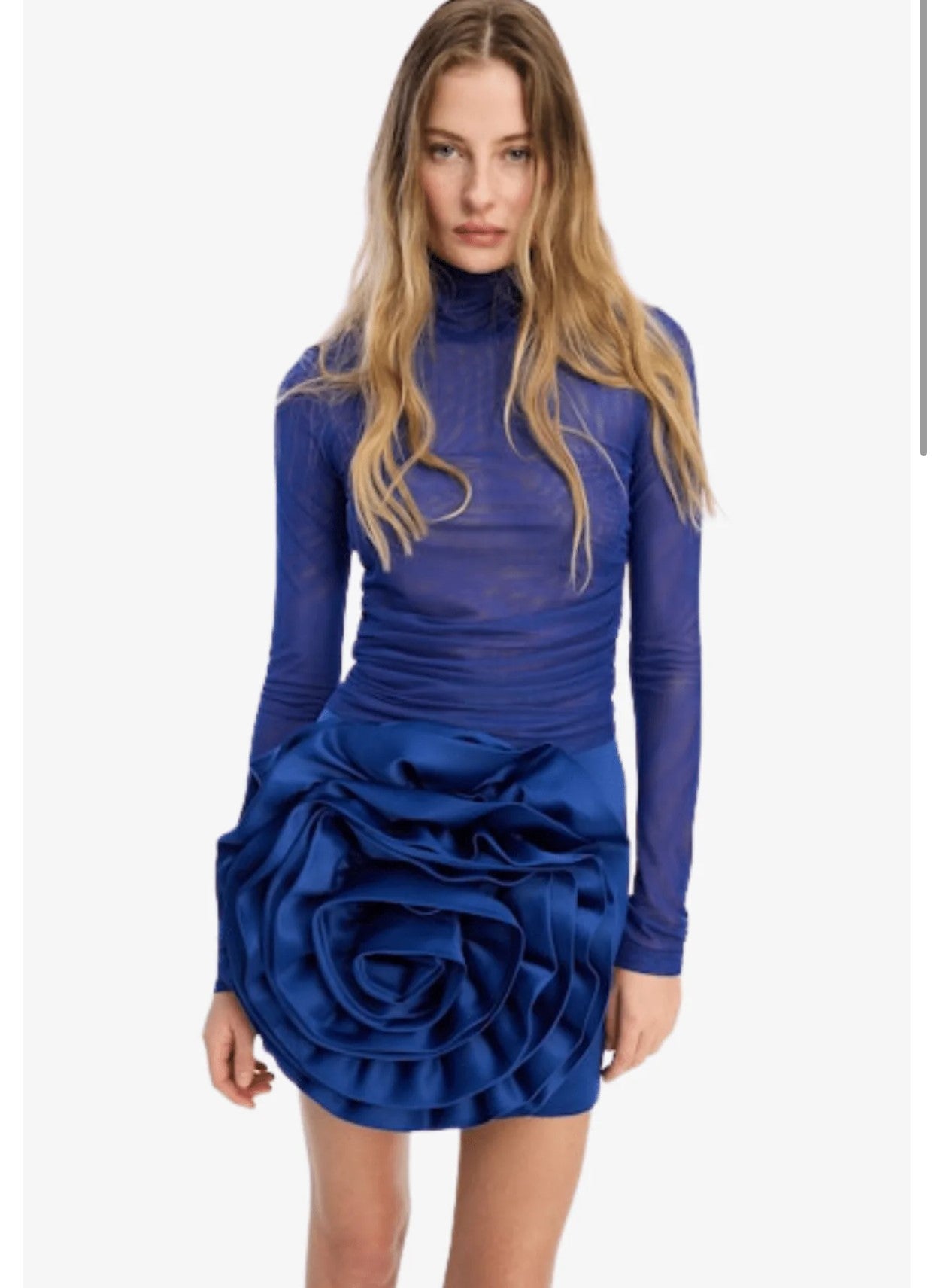 ROTATE MESH RUCHED TOP - MAZARINE BLUE