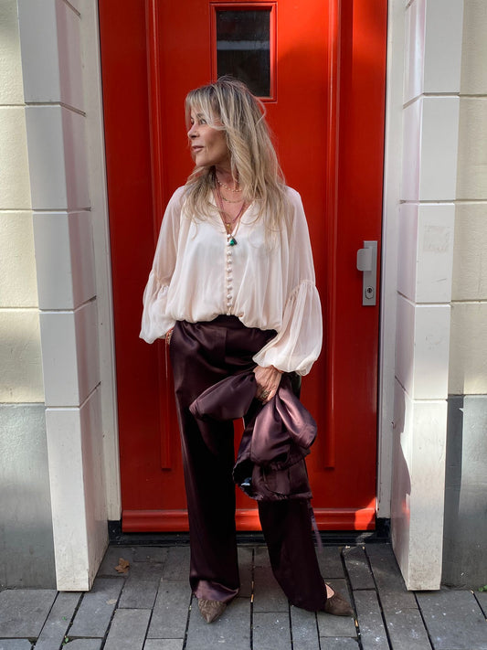 MARGAUX LONNBERG - IDAO PANTALON - BROWN SATIN