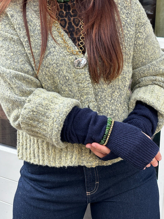 RABENS SALONER DOLLY PRE WOOL SLEEVES - NAVY