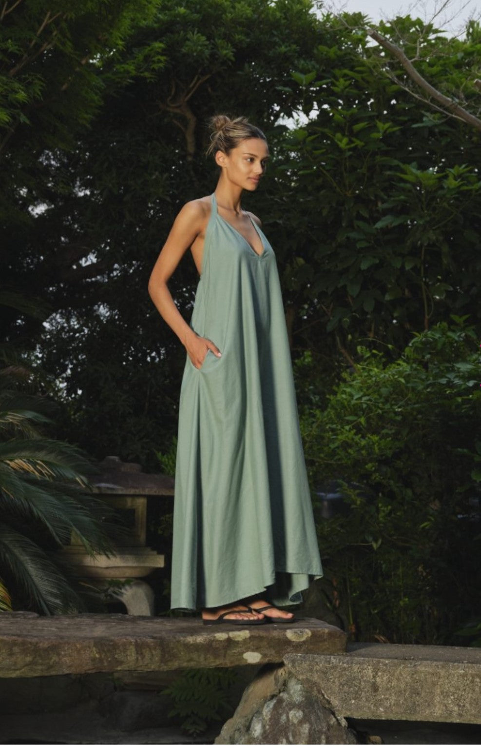 SEA ME HAPPY ZAHARA DRESS LONG UNI - GROEN