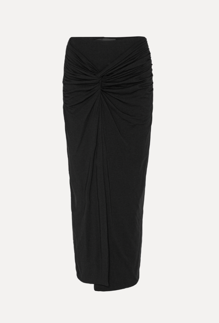 ROTATE FITTED TWISTED SKIRT - ZWART