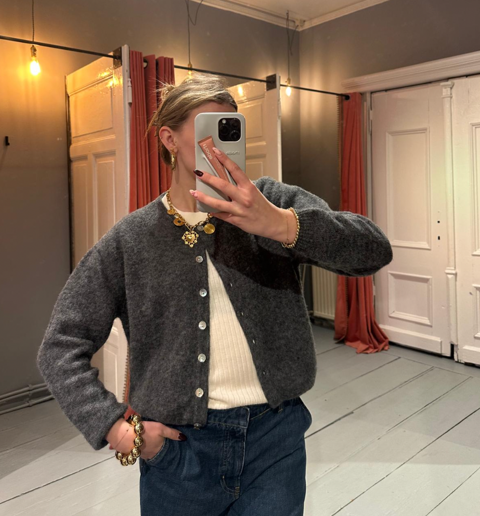 AMERICAN VINTAGE VITOW CARDIGAN - STEEL MELANGE