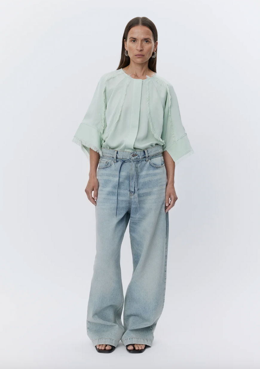 DAY BIRGER ET MIKKELSEN ZELIE MATTE CREPE BLOUSE GREEN LILI