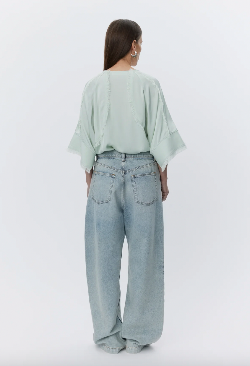 DAY BIRGER ET MIKKELSEN ZELIE MATTE CREPE BLOUSE GREEN LILI
