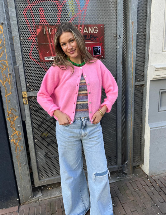 AMERICAN VINTAGE CARDGAN - VITOW - PINK MELANGE