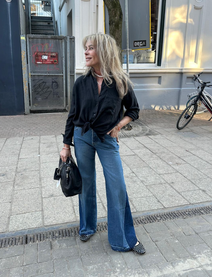 KNIT-TED PEPPER BLOUSE BLACK