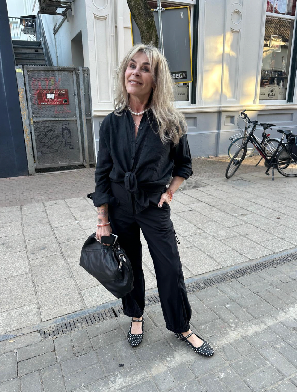 KNIT-TED PEPPER BLOUSE BLACK