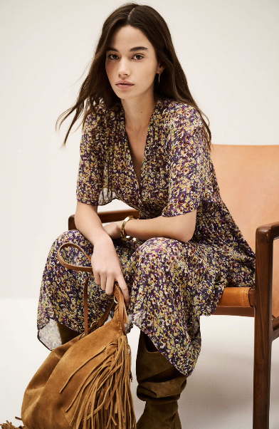 BA&SH SHORT-SLEEVED DRESS LARIOL VIOLET