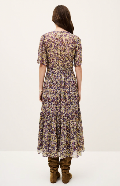 BA&SH SHORT-SLEEVED DRESS LARIOL VIOLET