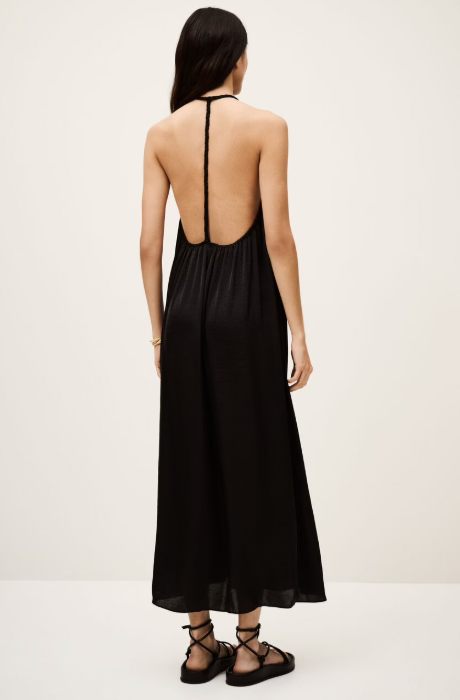 BA&SH SOLAL MAXI JURK RUG DECOLLETE ZWART
