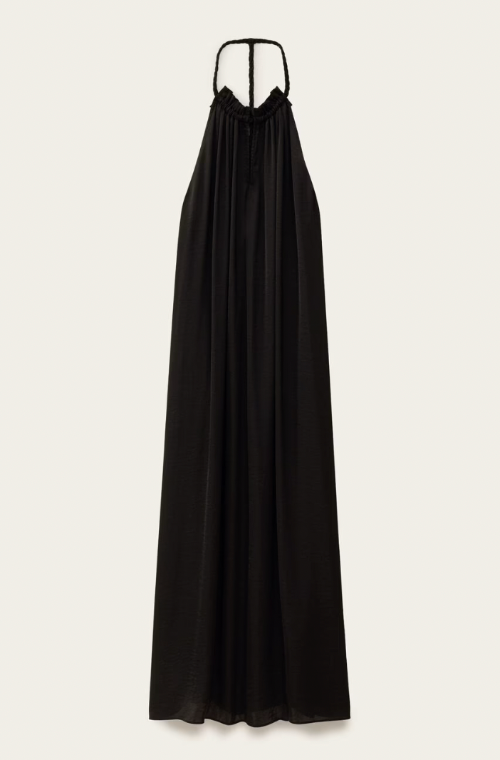 BA&SH SOLAL MAXI JURK RUG DECOLLETE ZWART