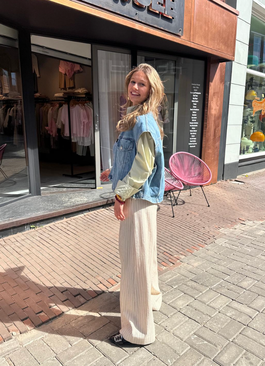 SEA ME HAPPY SUPER WOODY WOVEN STRIPED PANTS SAND