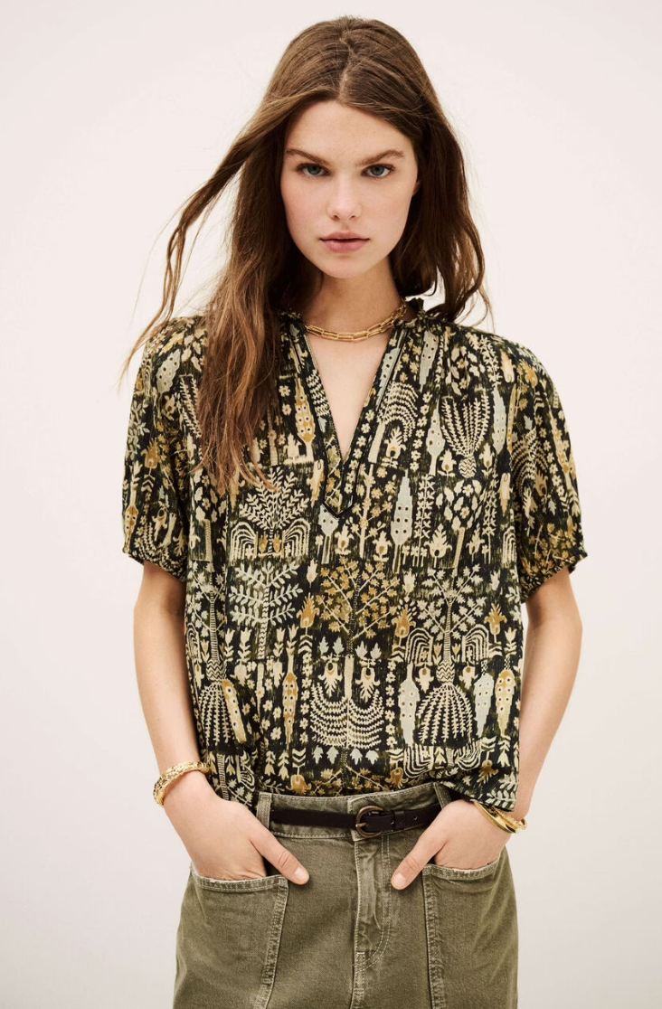 BA&SH BLOUSE PUEBLO GROEN