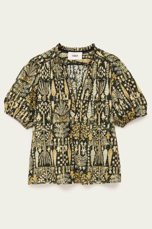 BA&SH BLOUSE PUEBLO GROEN