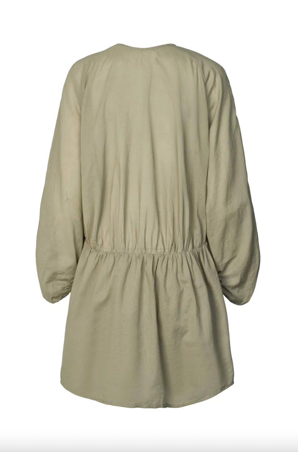 COTTON VOILE DEEP V-NECK DRESS CORRINA KHAKI