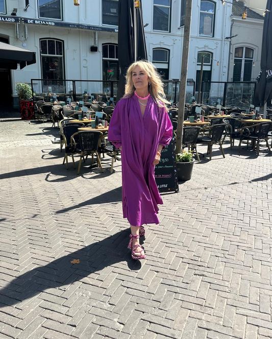 SEA ME HAPPY BALLOON DRESS LONG DOUBLE LAYERED - BEETROOT