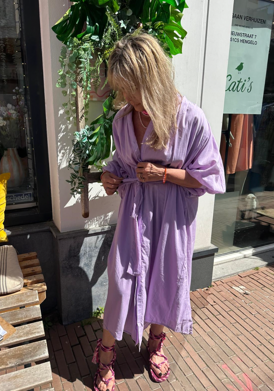 SEA ME HAPPY BALLOON DRESS LONG DOUBLE LAYERED LAVENDER