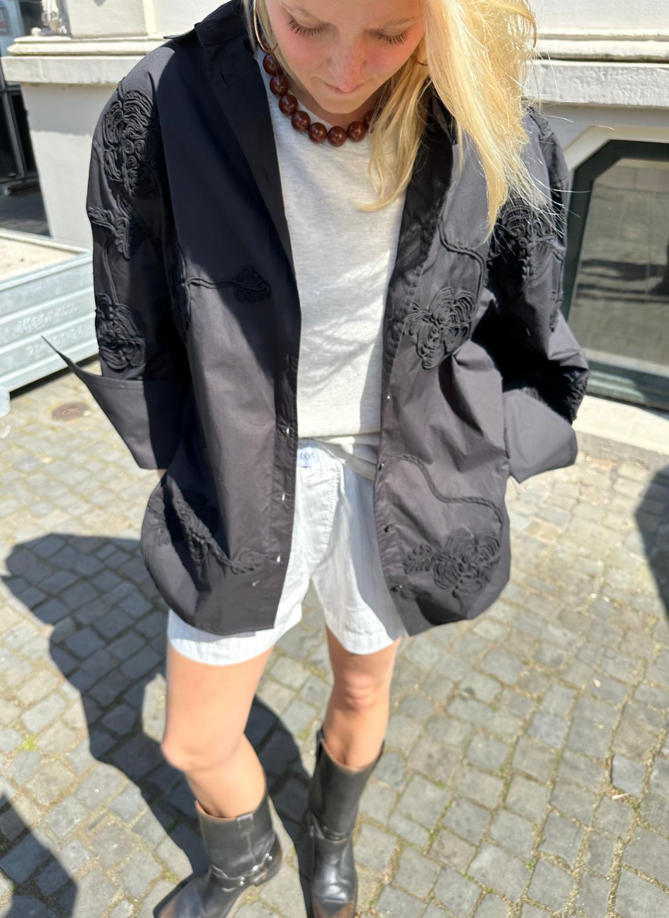 ROTATE FLOWER OVERSIZED SHIRT BLACK