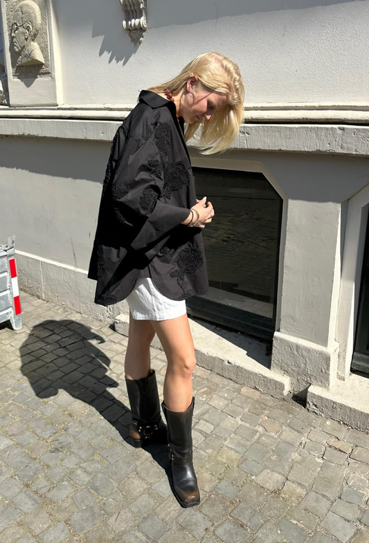 ROTATE FLOWER OVERSIZED SHIRT BLACK