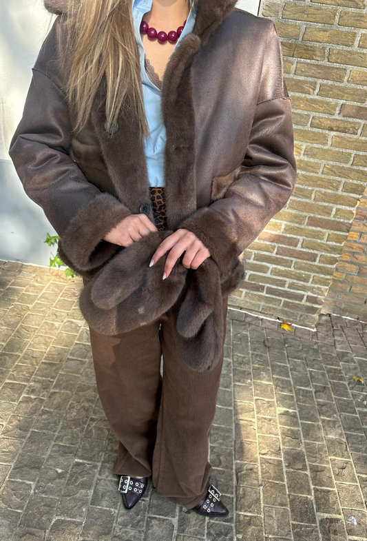 STUDIO AR FAKE FUR HANDSCHOENEN - CHOCO