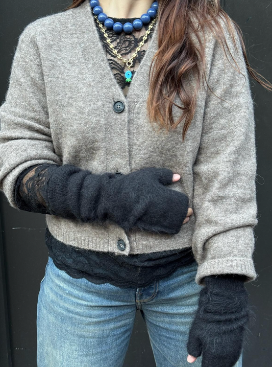 KNITTED MICHELLE HANDSCHOENEN - ZWART