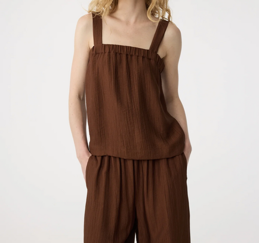 KNITTED ROMY TOP MID BROWN