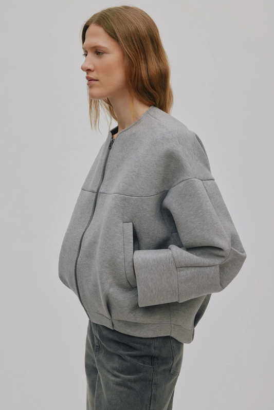 RABENS SALONER VARSITY JACKET GLOD - GREY MELANGE