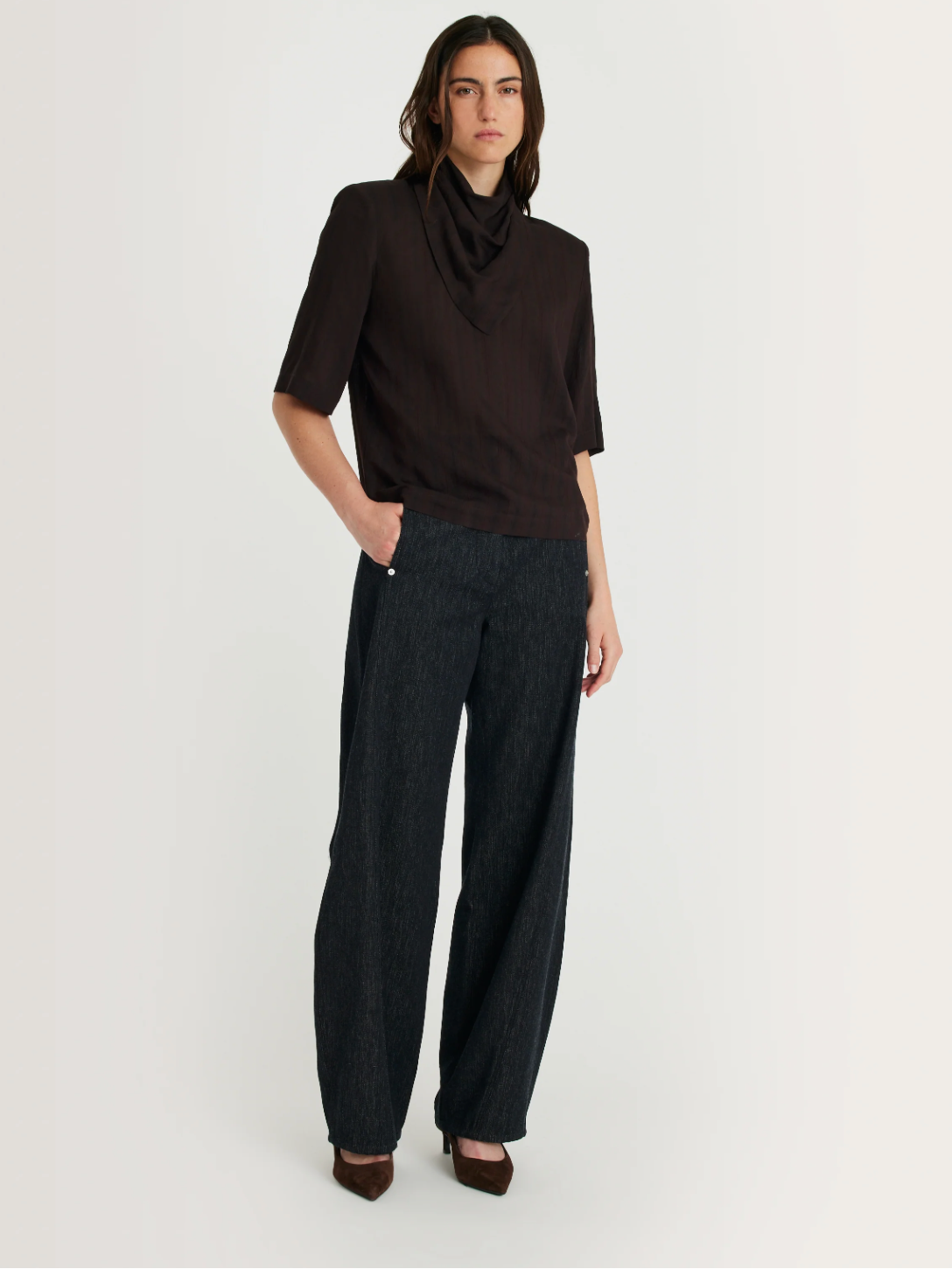MARGAUX LONNBERG MORO SHIRT BROWN STRIPES