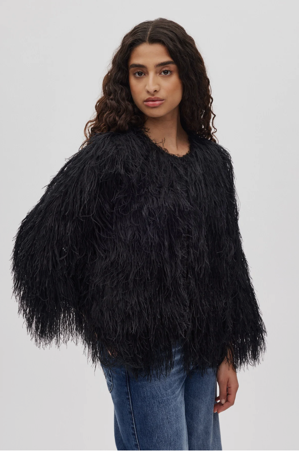 RABENS SALONER SAFI PLUME BLOUSE BLACK
