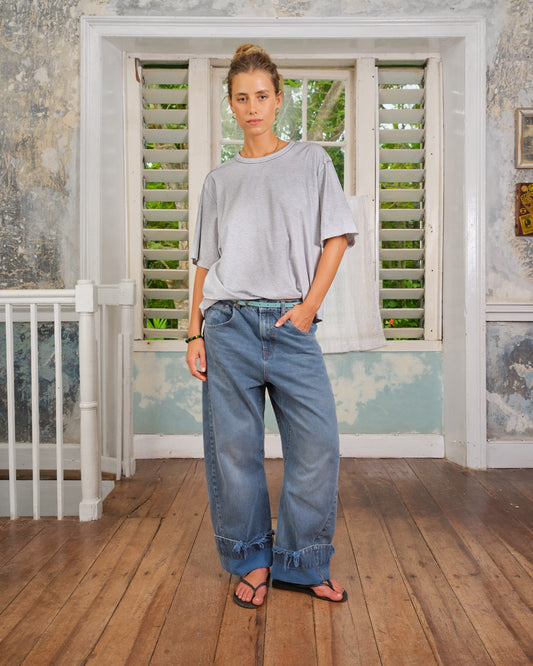 SEA ME HAPPY ARCHIE TEE DESTRESSED - SPRAY GREY