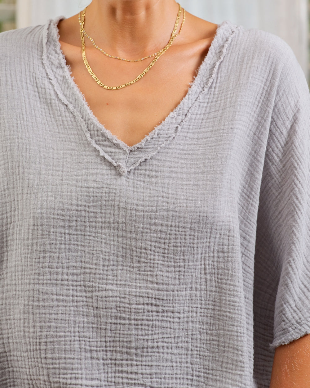 SEA ME HAPPY FIJI TOP - LIGHT GREY